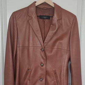 MaxMara Weekend Camel Leather Blazer Size 4